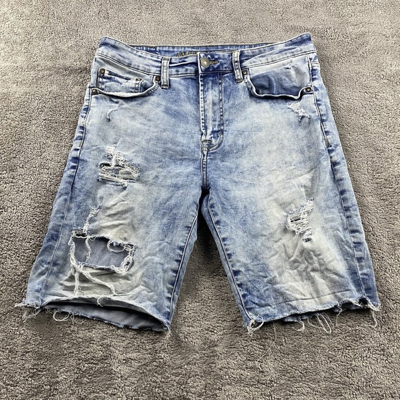 American Eagle Jean Shorts Mens 31 Extreme Flex Light Acid Wash Distressed - Picture 1 of 14